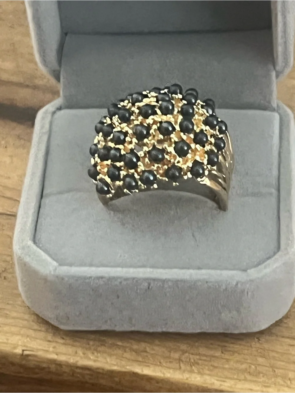 Elegant Gold Ring with Blue Stones - Women Jewelry old fashion size 10